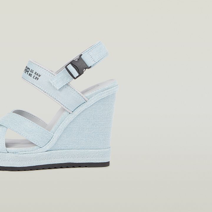 Bodana Cross Strap Denim Wedge Heels Multi color G STAR ZA