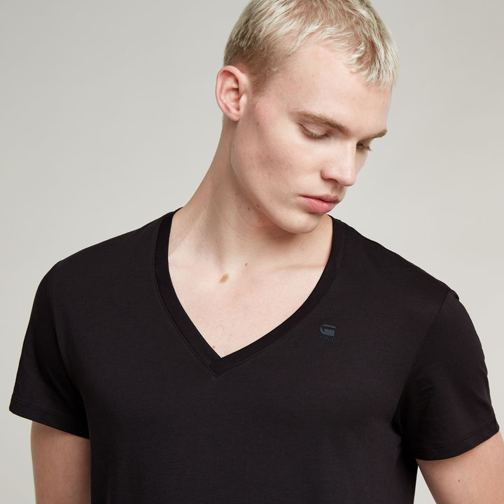 Base Heather V Neck T Shirt 2 Pack Black G STAR AU