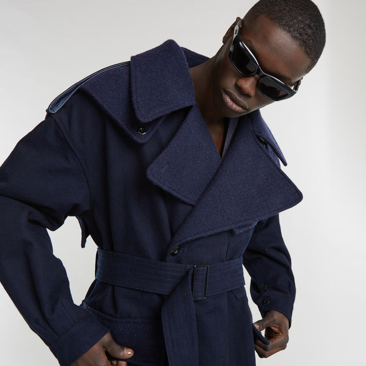 Navy blue maxi coat online