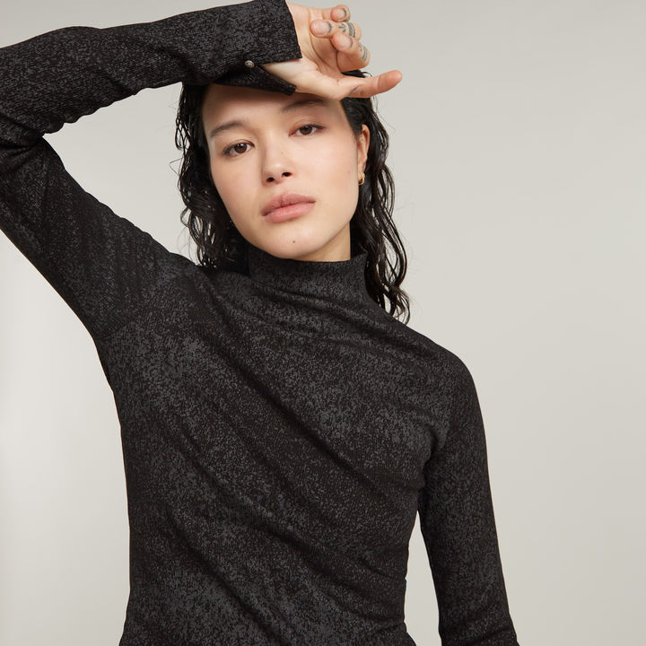 Coated Slim Rib Mock Top | Black | G-STAR® US