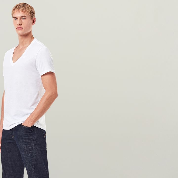 Base Heather V Neck T Shirt 2 Pack White G STAR BE