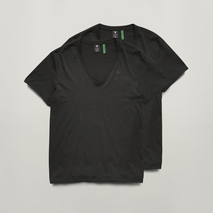 Base Heather V Neck T Shirt 2 Pack Black G STAR ZA