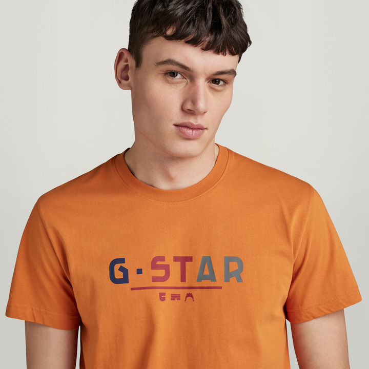 Multi Logo Graphic T Shirt Orange G STAR CA