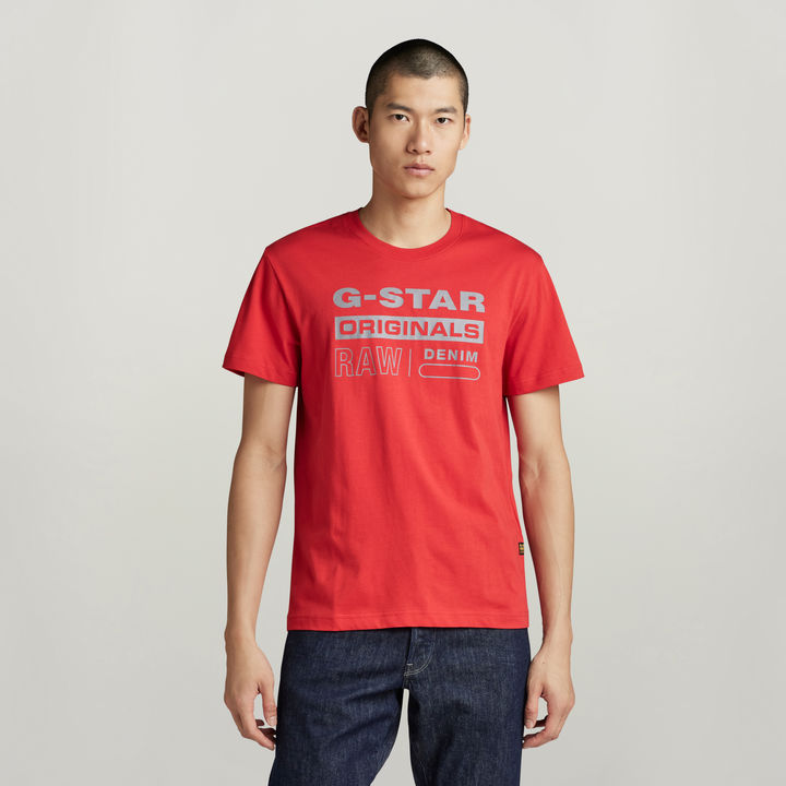 G Star Raw Men s Reflective Originals Graphic T Shirt Red XS