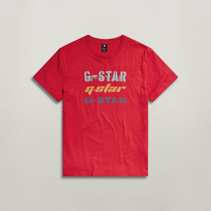 G Star Raw Men s Triple Logo Graphic T Shirt Red S