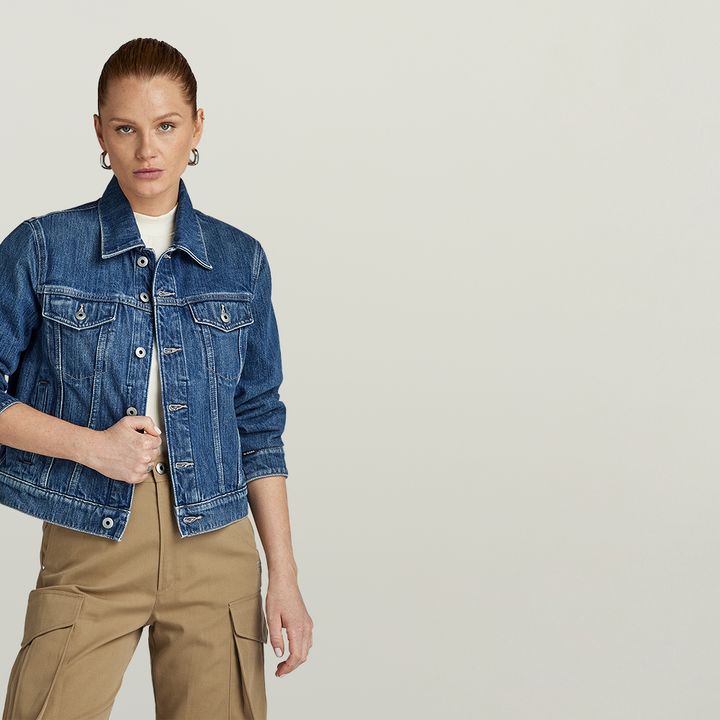 Raw denim trucker jacket top