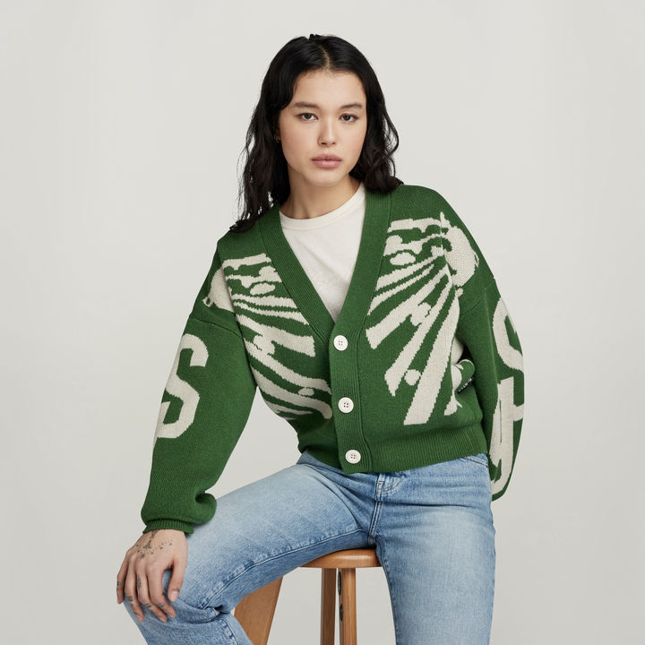Holiday Knitted Cardigan Loose Green G STAR US