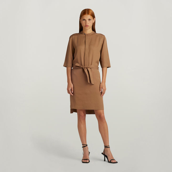 Half Placket Blousejurk Bruin G STAR NL