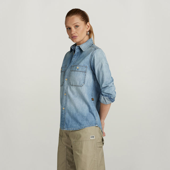 Womens star print denim shirt best sale