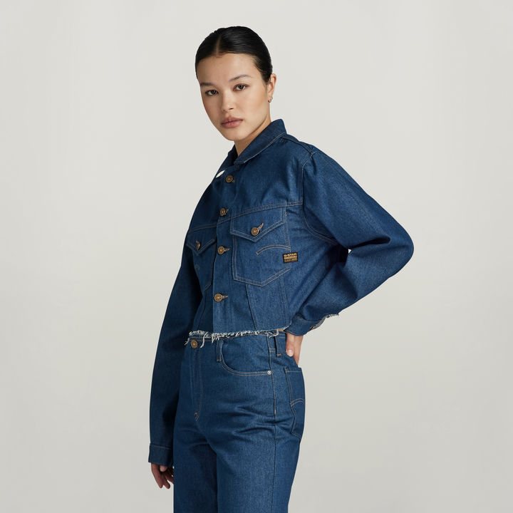 Relaxed Cropped Cutoff Jacket | Dark blue | G-STAR® US