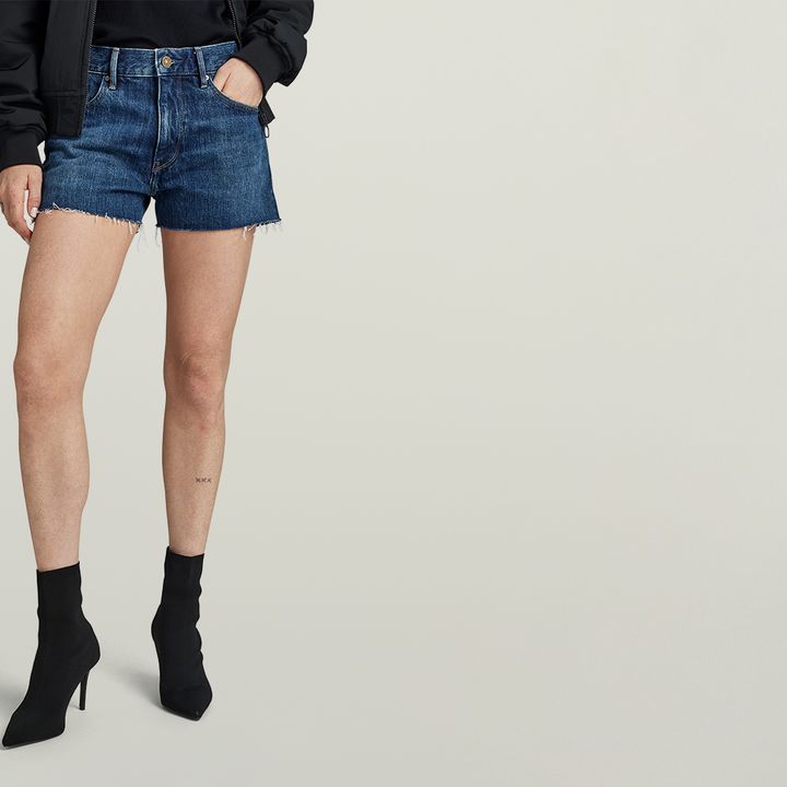 Raw edge denim shorts top