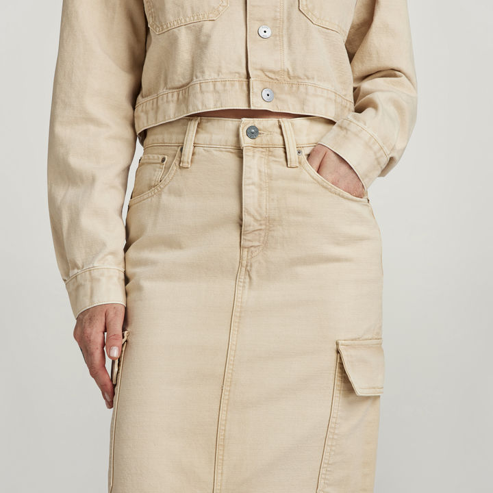 Viktoria Long Cargo Skirt | Beige | G-STAR® JP