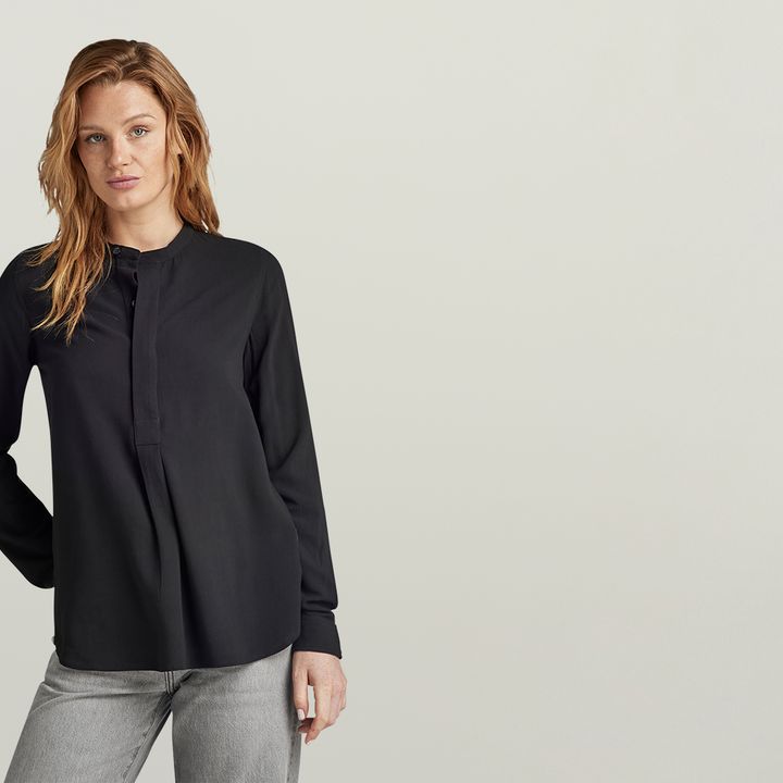 Half Placket Top | Black | G-STAR® NO