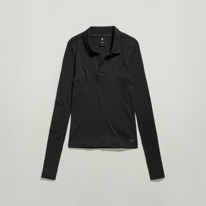 Ribbed Slim Polo Top