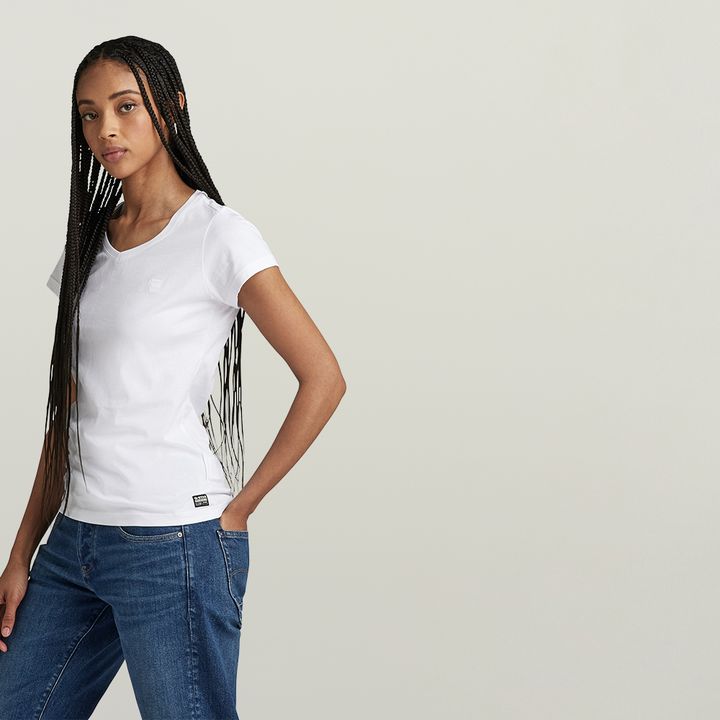 Eyben Slim V Neck Top 2.0 White G STAR CH