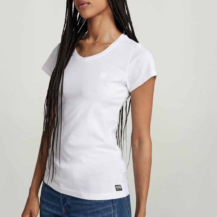 Eyben Slim V Neck Top 2.0 White G STAR NZ