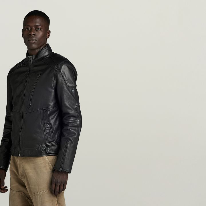Black leather star jacket top