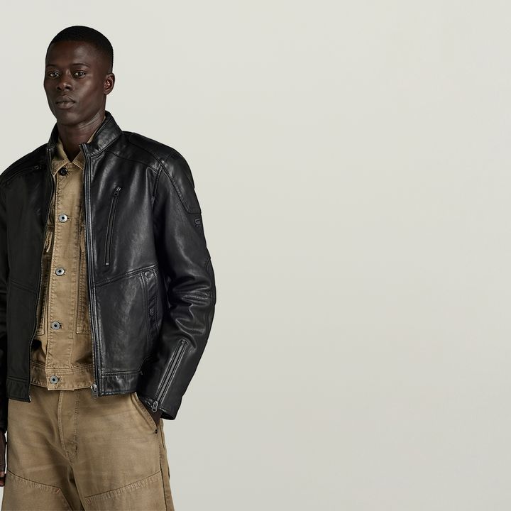 Black leather star jacket top