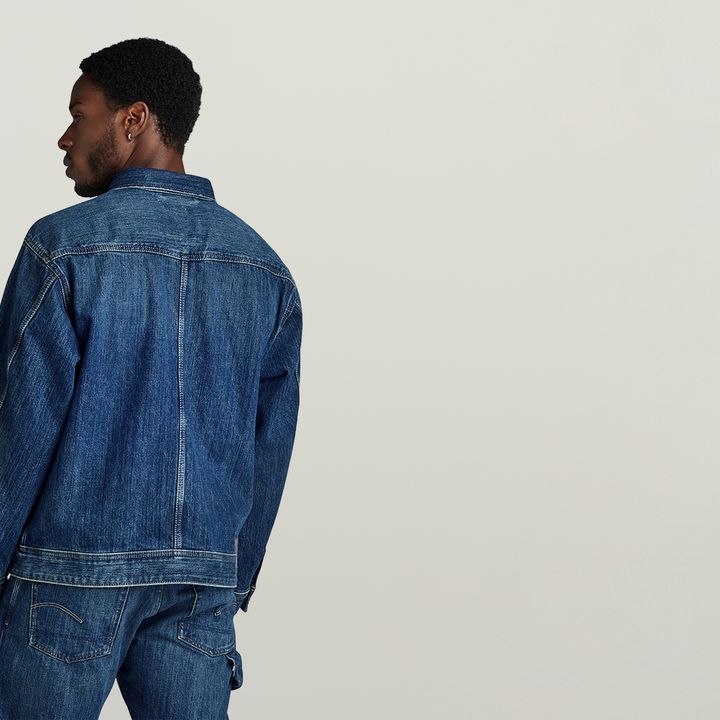Oversized denim jacket dark blue clearance