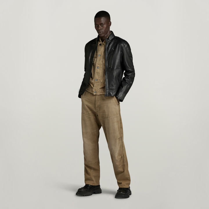 Black shirt with leather jacket clearance