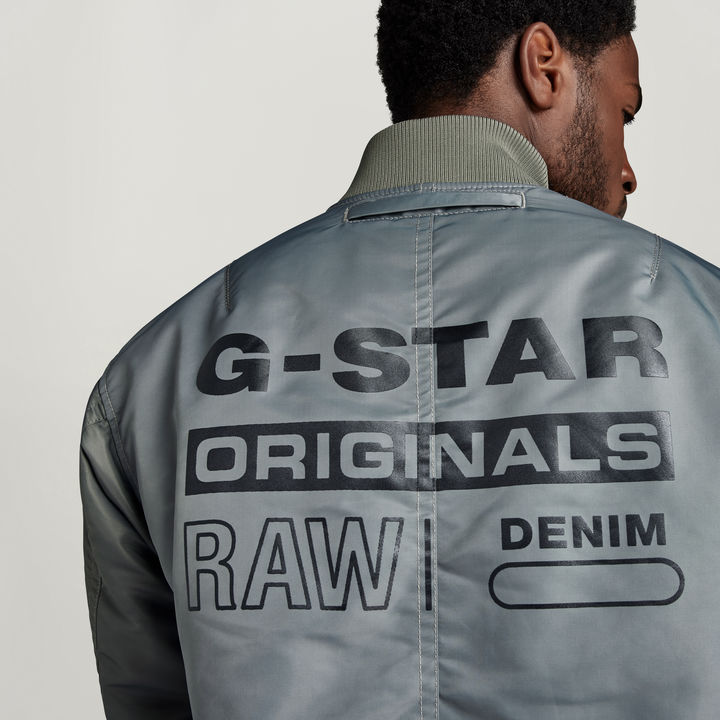 G STAR Men Deck Reversible Bomber Jacket Grey Size XL