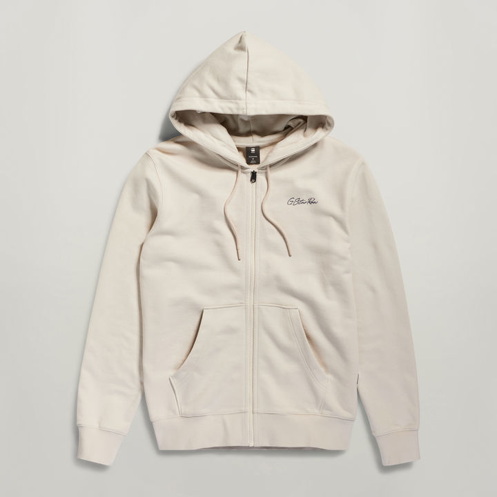Back Graphic Zip Through Hooded Sweatshirt WeiB G STAR DE