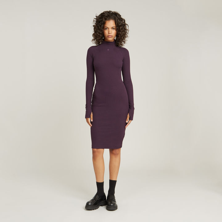 Rib Slim Dress Purple G STAR CA