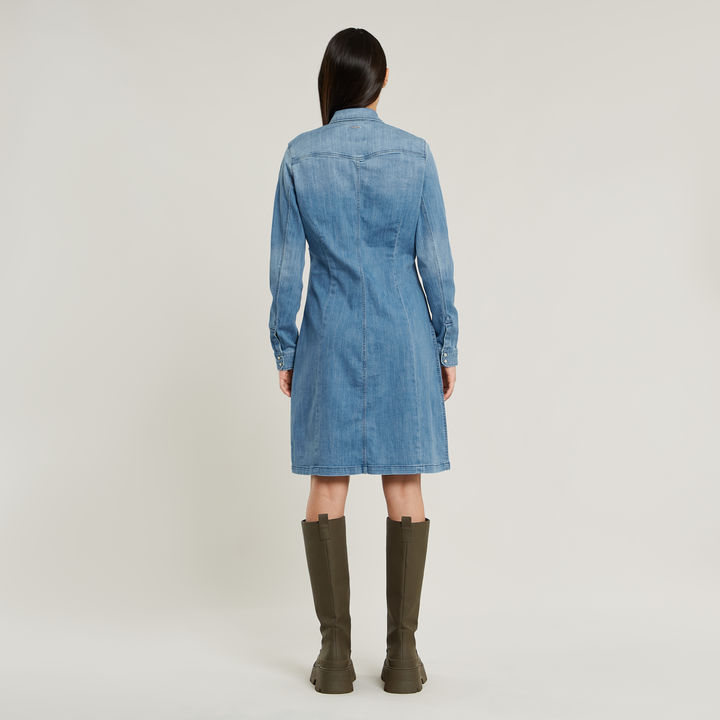 Tacoma Jurk Slim Flare Midden blauw G STAR NL