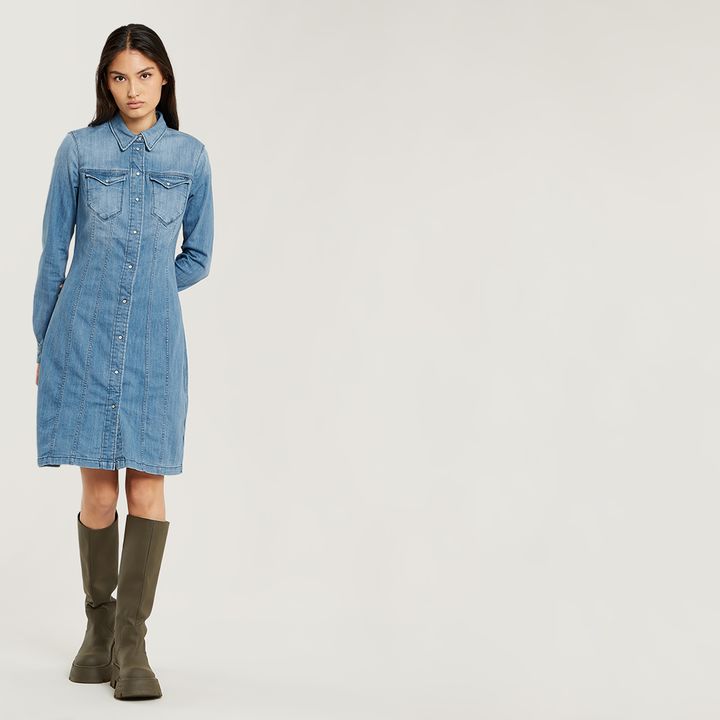 Tacoma Slim Flare Dress Medium blue G STAR SG