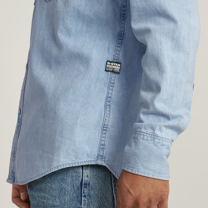 G STAR Men Slim Denim Shirt Light blue Size M
