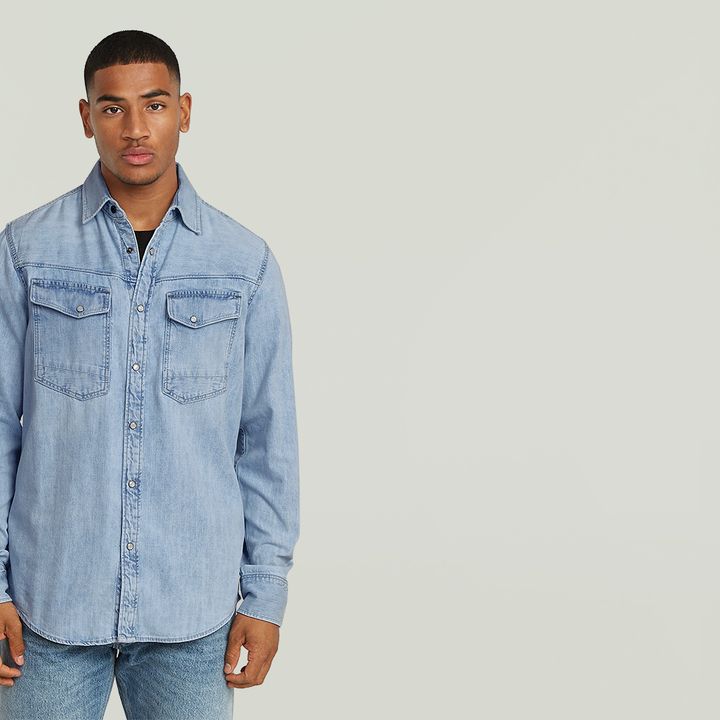 Slim Denim Shirt Light blue G STAR US
