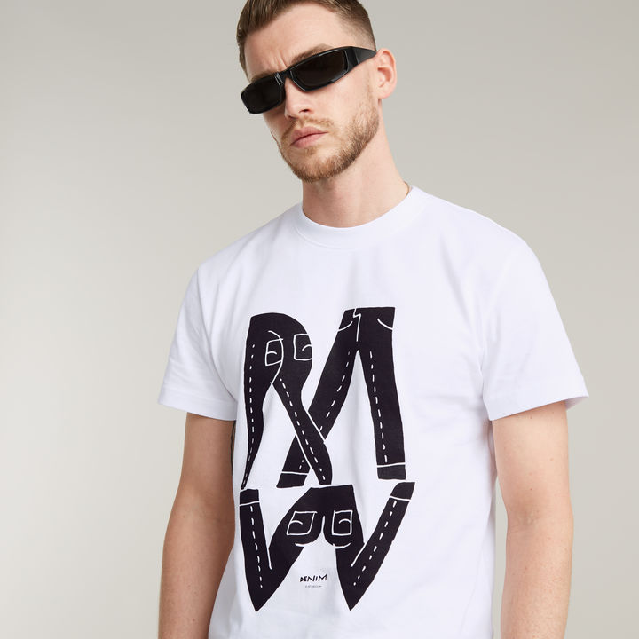 Raw Denim Illustration T Shirt