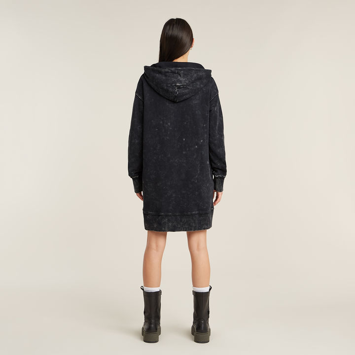 Loose Overdyed Hooded Sweater Dress