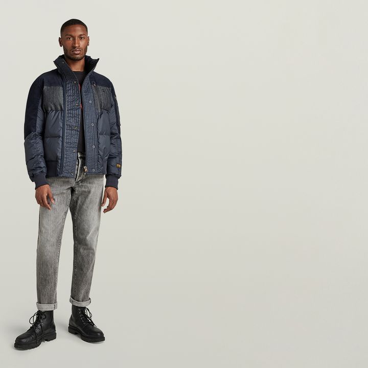 Denim Mix Quilted Puffer Jacket