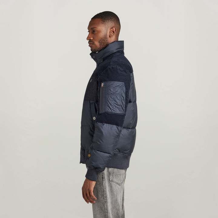 Denim Mix Quilted Puffer Jacket