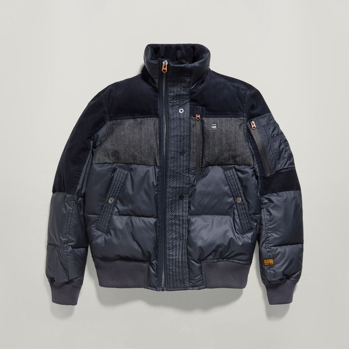 Denim Mix Quilted Puffer Jacket