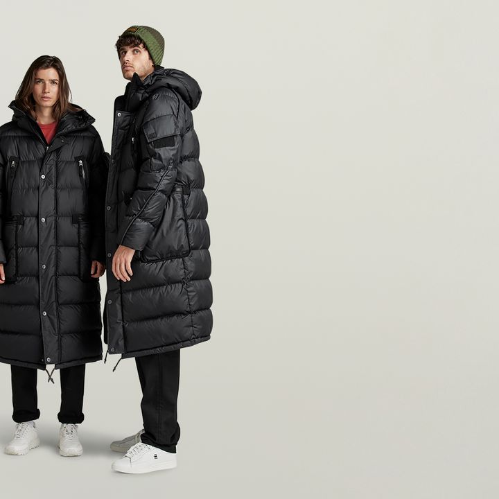 Unisex Extra Long Puffer Jacket Black G STAR US
