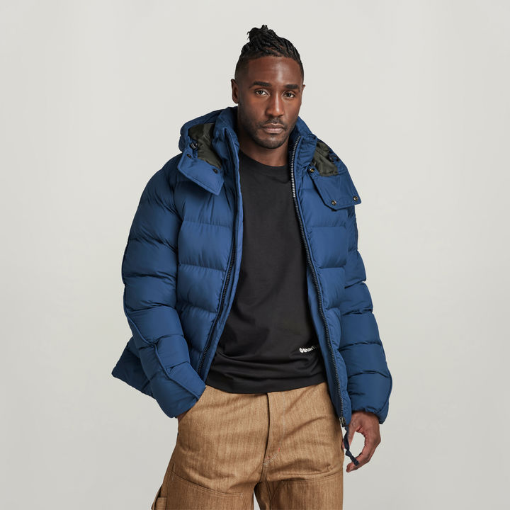 Padded blue jacket hot sale