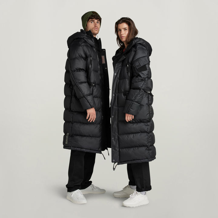 Unisex Extra Long Puffer Jacket Black G STAR US