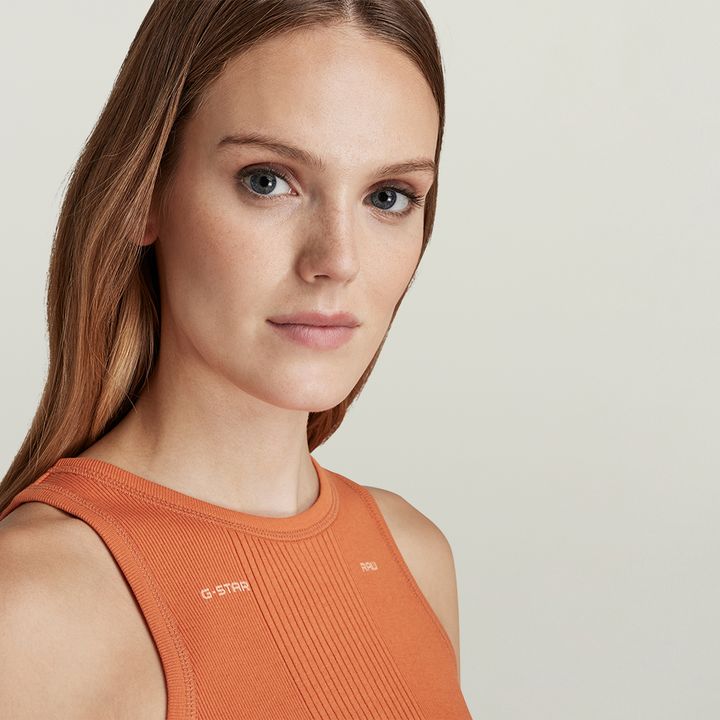 Engineered Rib Tank Dress | Orange | G-STAR® US