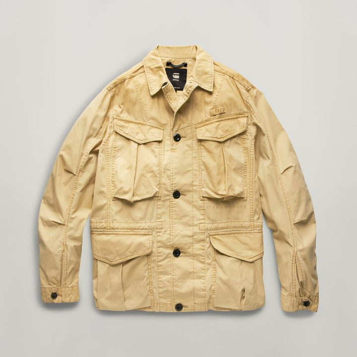 G STAR Men Washed Cargo Field Jacket Beige Size M