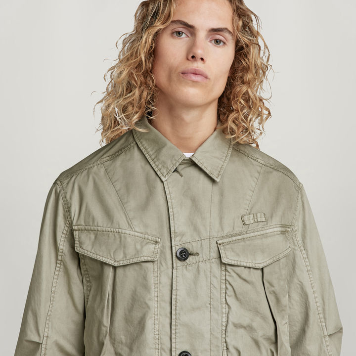 G STAR Men Washed Cargo Field Jacket Green Size M