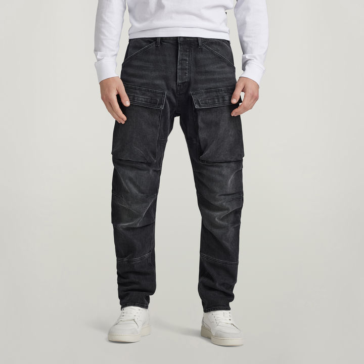 3D Straight Tapered Denim Cargo Pants Black G STAR GB