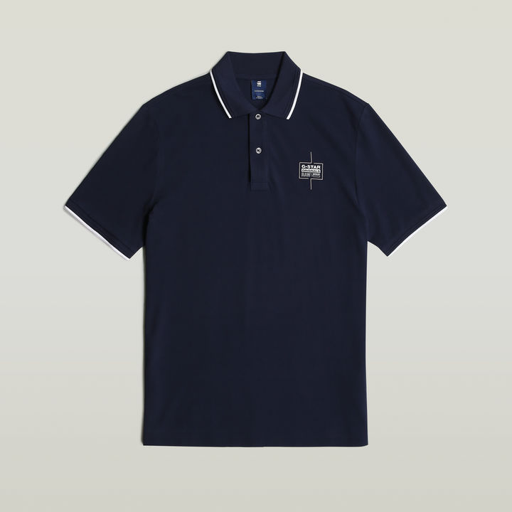 Chest Logo Striped Polo | Dark blue | G-STAR® US
