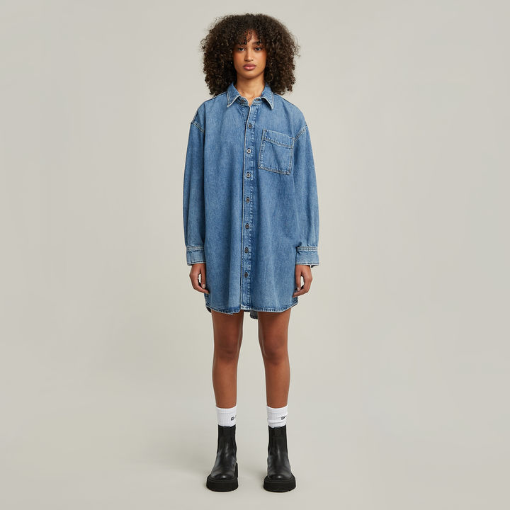 G Star Women s Oversized Denim Dress Medium Blue S