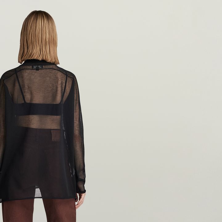 Sheer Loose Turtle Knitted Sweater | Black | G-STAR® US g star sheer loose turtle knitted sweater black