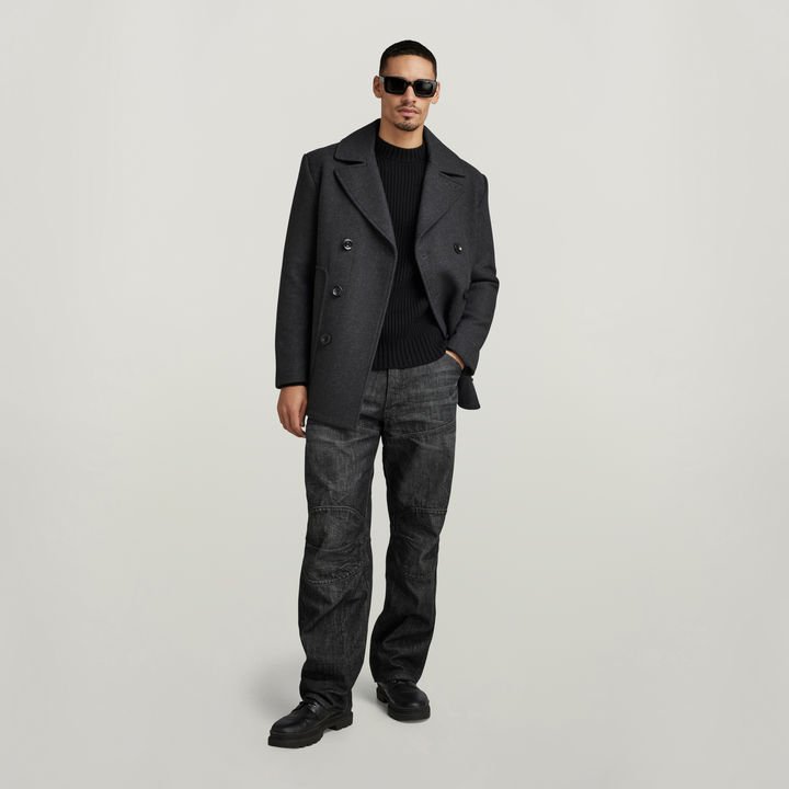 結婚祝い リエルリシェStall set 長め Rever Pea Coat チャコールグレー ジャケット・アウター