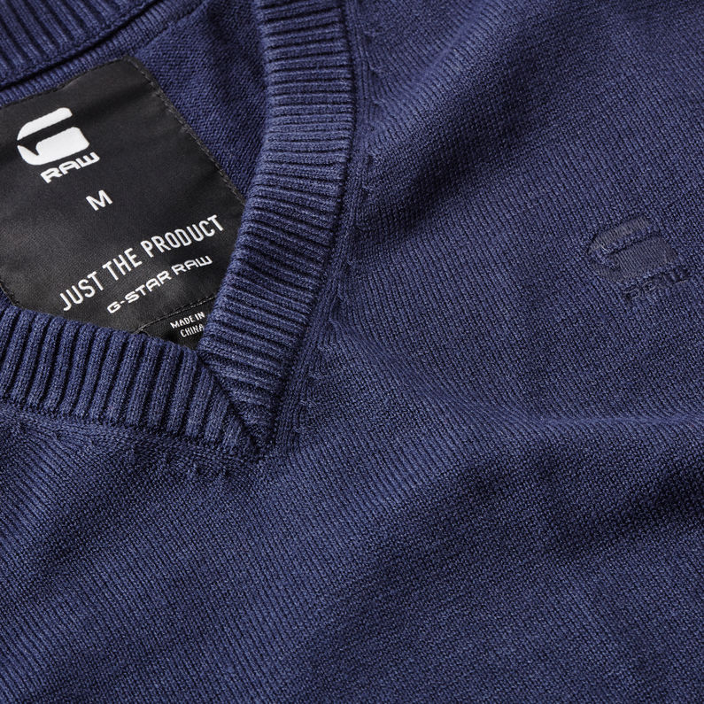 G-Star RAW® Core V-knit Midden blauw detail shot