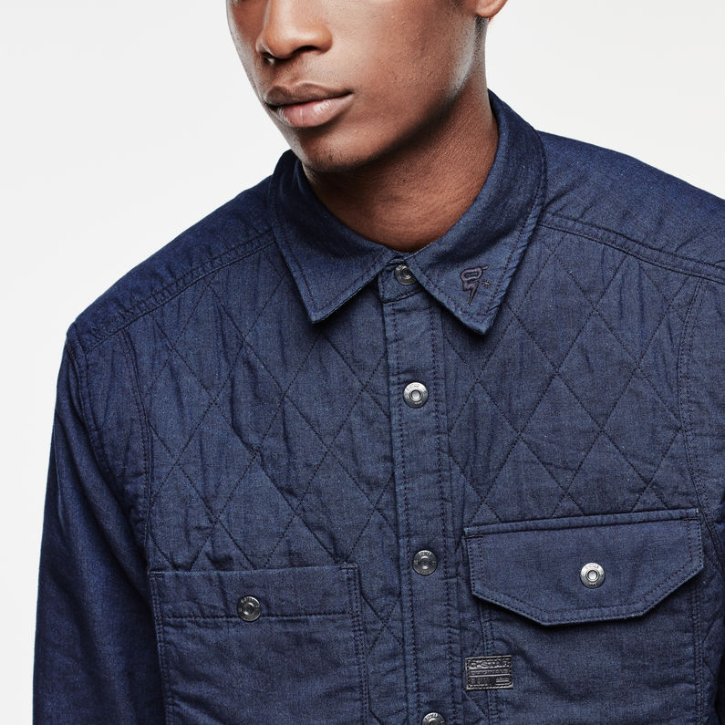 G-Star RAW® Wolker Quilted Overshirt Donkerblauw detail shot
