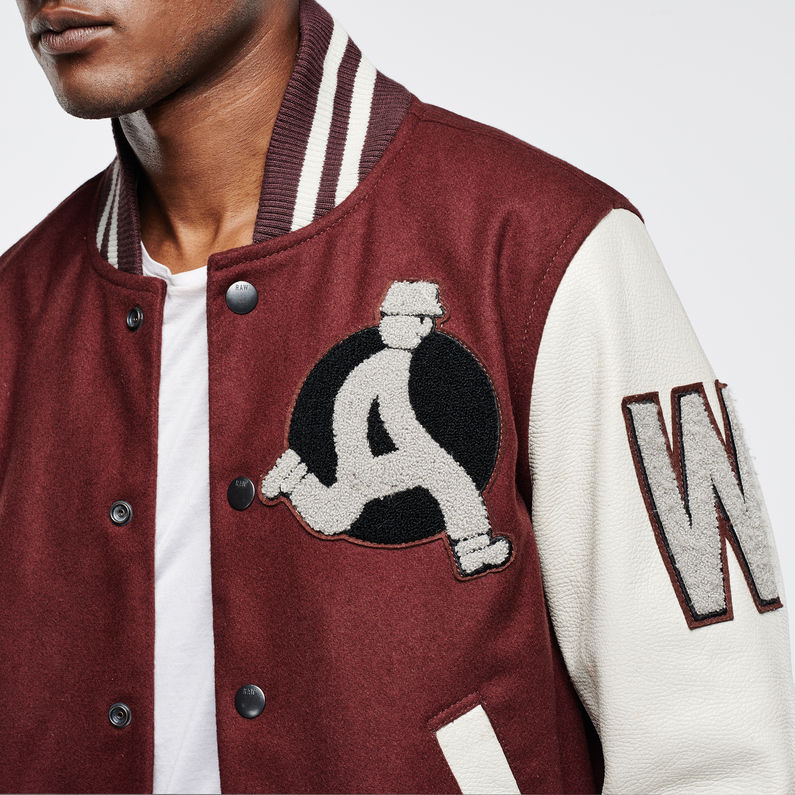 G-Star RAW® Baseball Wool Bomber Red detail shot